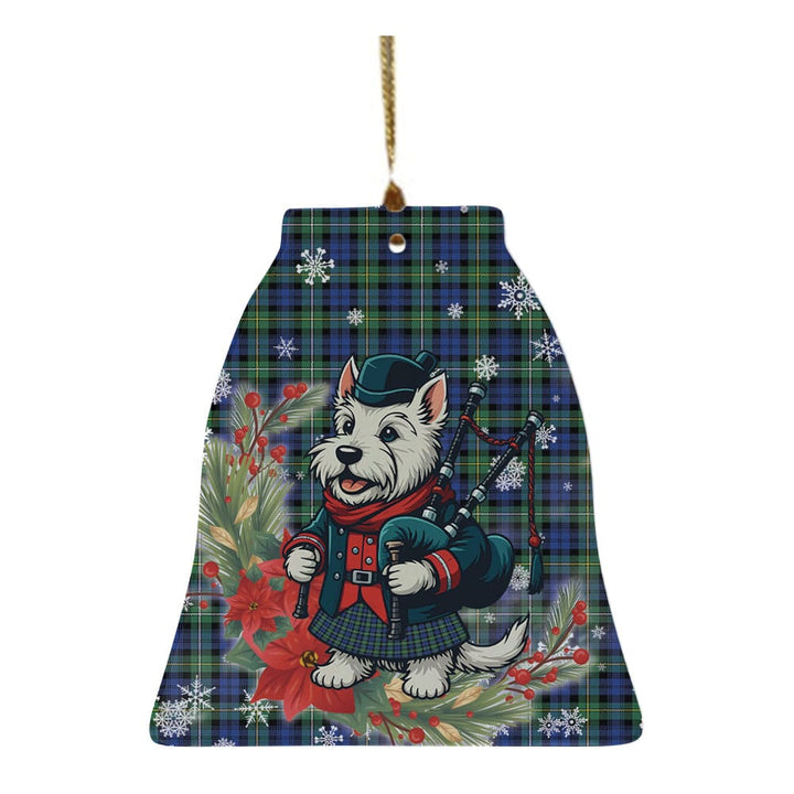 Scottish Campbell Argyll Ancient Clan Tartan Ceramic Ornament Cute Scottish Terrier Dog Bell Style Tartan Plaid