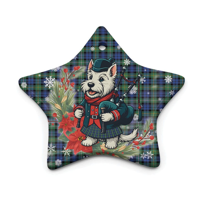 Scottish Campbell Argyll Ancient Clan Tartan Ceramic Ornament Cute Scottish Terrier Dog Star Style Tartan Plaid
