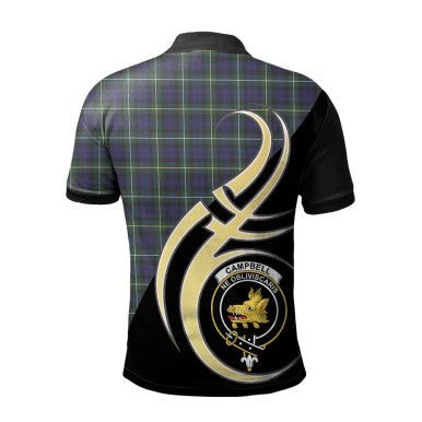 Scottish Campbell Argyll Modern Clan Crest Tartan Polo Shirt Believe in Me Back Side Tartan Plaid