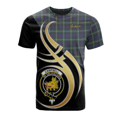 Scottish Campbell Argyll Modern Clan Crest Tartan T-Shirt Believe in Me Front Side Tartan Plaid