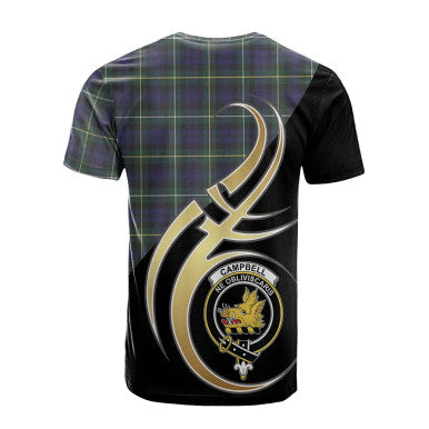 Scottish Campbell Argyll Modern Clan Crest Tartan T-Shirt Believe in Me Back Side Tartan Plaid