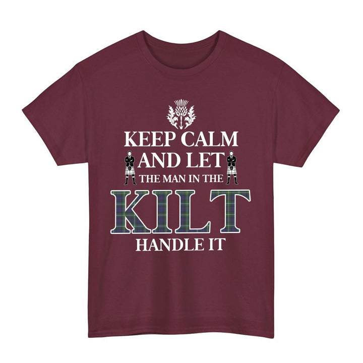 Scottish Campbell Argyll Modern Clan Tartan T-Shirt - Keep Calm Tartan Plaid Maroon Color