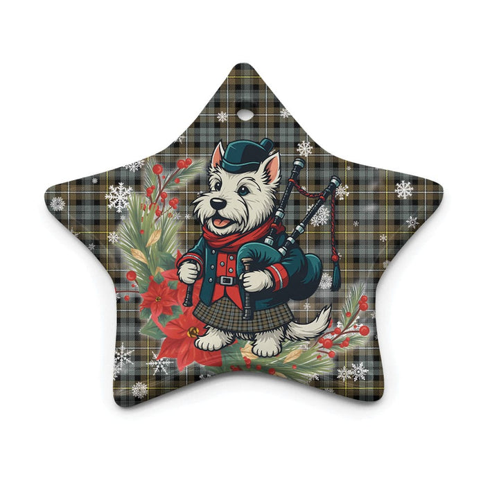 Scottish Campbell Argyll Weathered Clan Tartan Ceramic Ornament Cute Scottish Terrier Dog Star Style Tartan Plaid