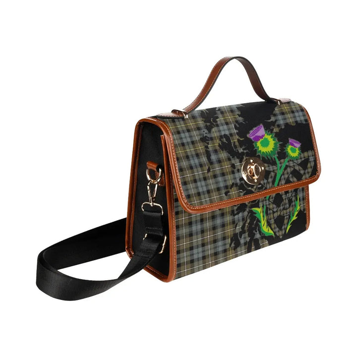 Scottish Campbell Argyll Weathered Clan Tartan Waterproof Canvas Bag With Thistle Tartan Plaid 3