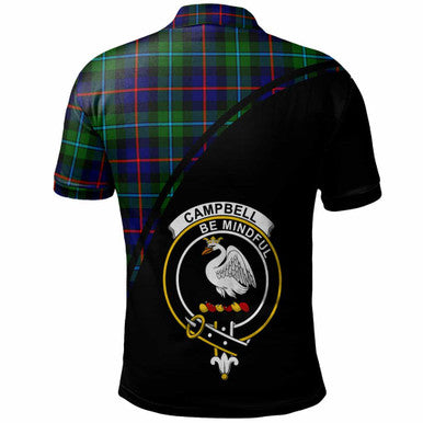 Scottish Campbell Clan Crest Tartan Curve Polo Shirt Back Side Tartan Plaid