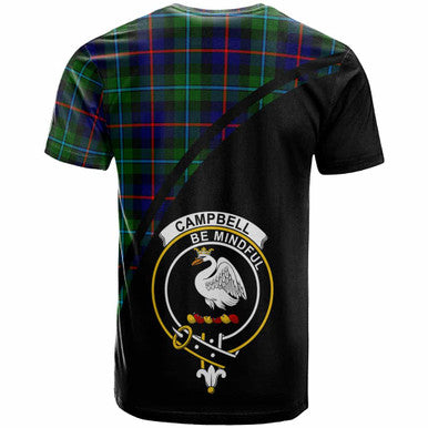 Scottish Campbell Clan Crest Tartan Curve T-Shirt Back Side Tartan Plaid