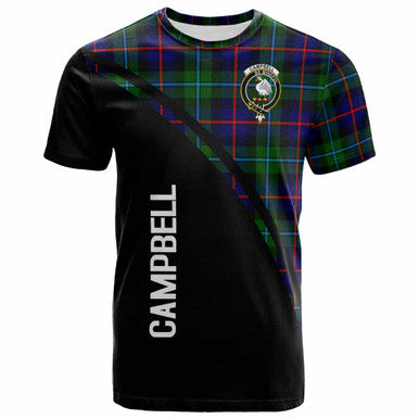 Scottish Campbell Clan Crest Tartan Curve T-Shirt Front Side Tartan Plaid