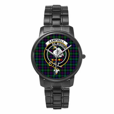 Scottish Campbell Clan Crest Tartan Folding Clasp Steel Quartz Watches Tartan Plaid Black 1