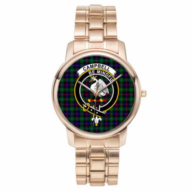 Scottish Campbell Clan Crest Tartan Folding Clasp Steel Quartz Watches Tartan Plaid Rose Gold 1