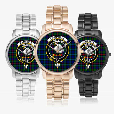 Scottish Campbell Clan Crest Tartan Folding Clasp Steel Quartz Watches Tartan Plaid All
