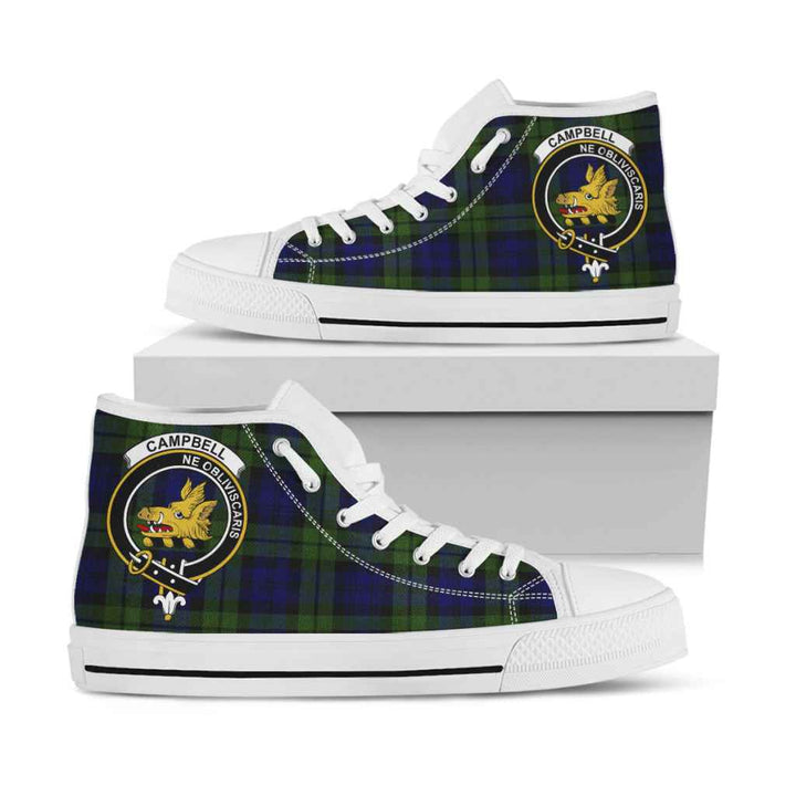 Scottish Campbell Clan Crest Tartan High Top Shoes White Sole Tartan Plaid