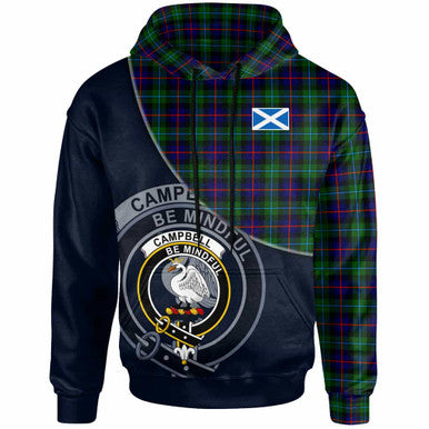 Scottish Campbell Clan Crest Tartan Hoodie - Bend Style Front Side Tartan Plaid