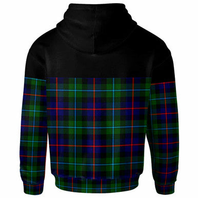 Scottish Campbell Clan Crest Tartan Hoodie - Horizontal Style Back Side Tartan Plaid