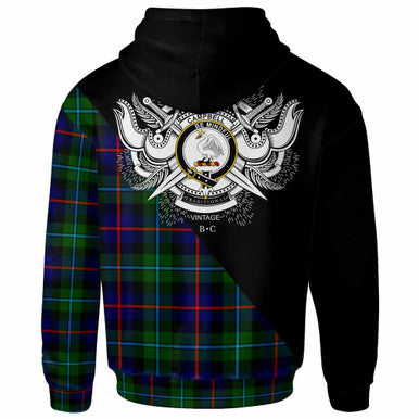 Scottish Campbell Clan Crest Tartan Hoodie - Military Logo Back Side Tartan Plaid