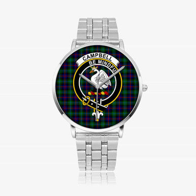Scottish Campbell Clan Crest Tartan Instafamous Steel Quartz Watches Tartan Plaid Silver 1