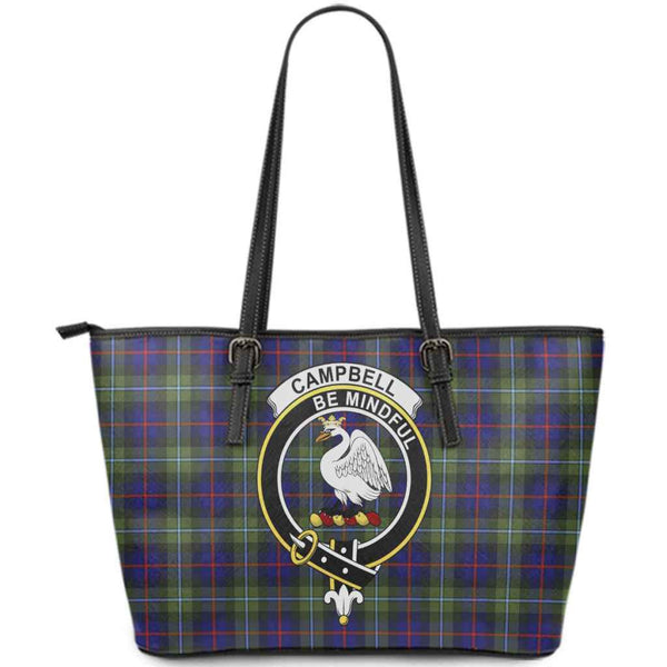 Scottish Campbell Clan Crest Tartan Leather Tote Tartan Plaid