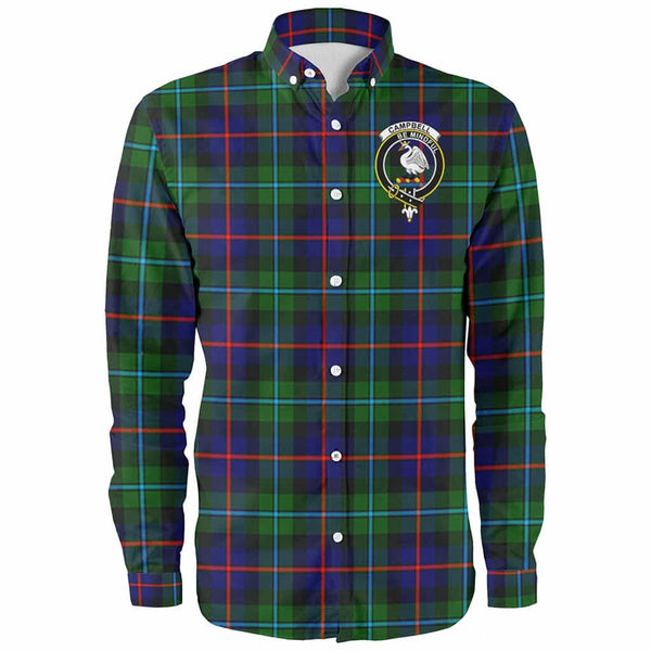 Scottish Campbell Clan Crest Tartan Long Sleeve Shirt Front Side Tartan Plaid