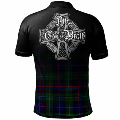 Scottish Campbell Clan Crest Tartan Polo Shirt - Alba Gu Brath Family Crest Celtic Inspired Back Side Tartan Plaid