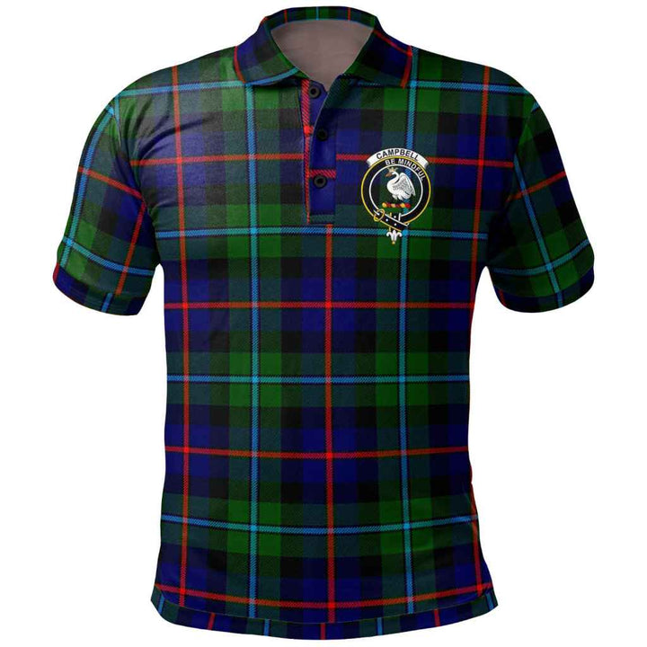 Scottish Campbell Clan Crest Tartan Polo Shirt Front Side Tartan Plaid
