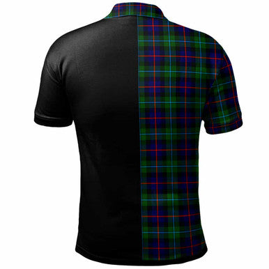 Scottish Campbell Clan Crest Tartan Polo Shirt - Half in Me Back Side Tartan Plaid
