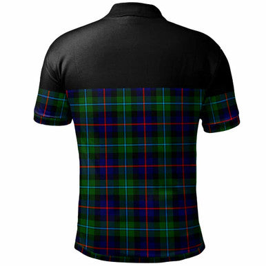 Scottish Campbell Clan Crest Tartan Polo Shirt - Horizontal Style Back Side Tartan Plaid