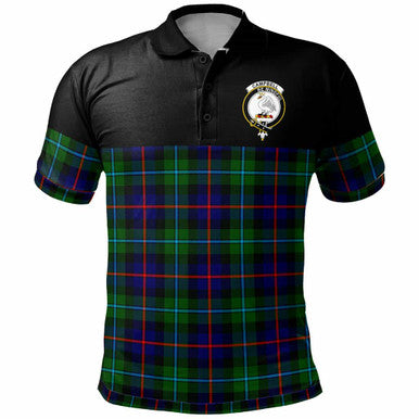 Scottish Campbell Clan Crest Tartan Polo Shirt - Horizontal Style Front Side Tartan Plaid