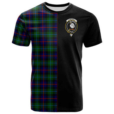 Scottish Campbell Clan Crest Tartan T-Shirt Half in Me Front Side Tartan Plaid