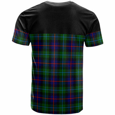 Scottish Campbell Clan Crest Tartan T-Shirt - Horizontal Style Back Side Tartan Plaid
