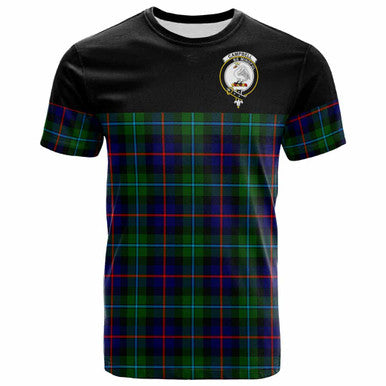 Scottish Campbell Clan Crest Tartan T-Shirt - Horizontal Style Front Side Tartan Plaid