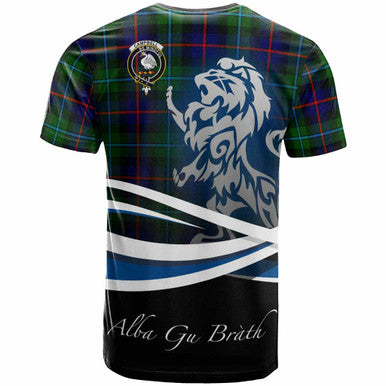 Scottish Campbell Clan Crest Tartan T-Shirt - Scotland Lion Back Side Tartan Plaid