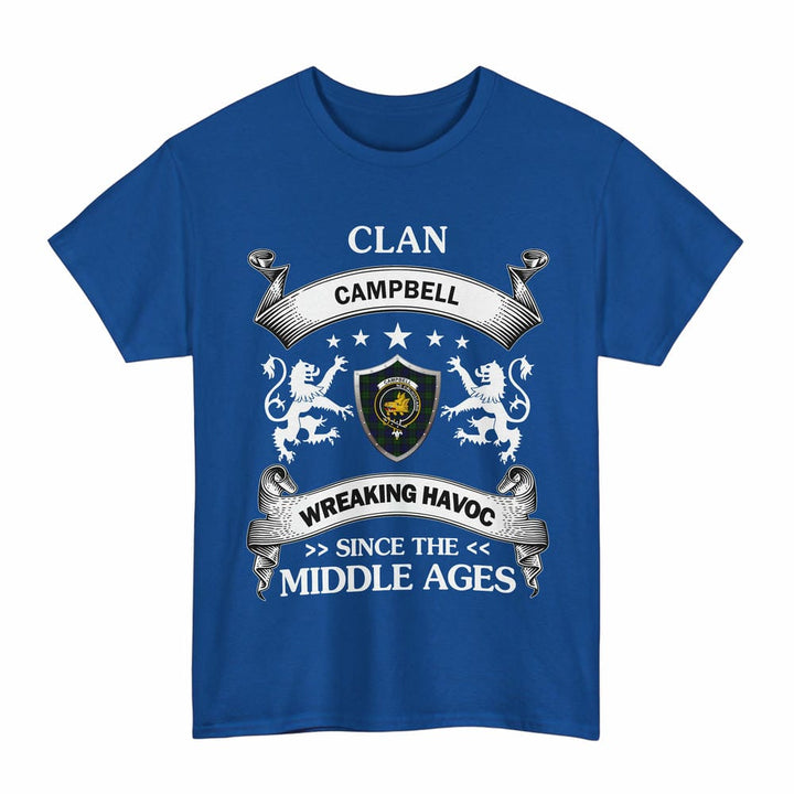 Scottish Campbell Clan Crest Tartan T-Shirt Wreaking Havoc Design Tartan Plaid Royal Color