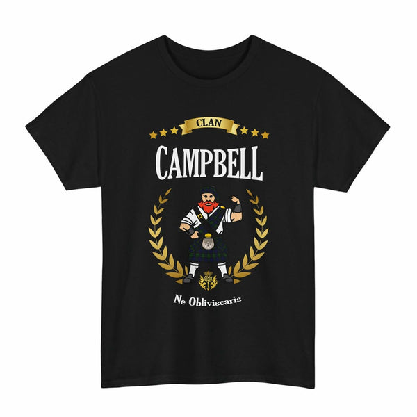 Scottish Campbell Clan Tartan T-Shirt - Motto Scotsman Tartan Plaid Black Color