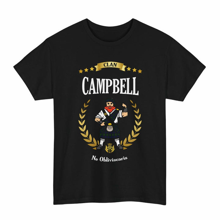 Scottish Campbell Clan Tartan T-Shirt - Motto Scotsman Tartan Plaid Black Color