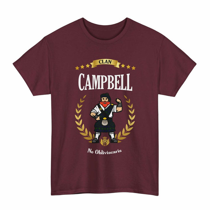 Scottish Campbell Clan Tartan T-Shirt - Motto Scotsman Tartan Plaid Maroon Color
