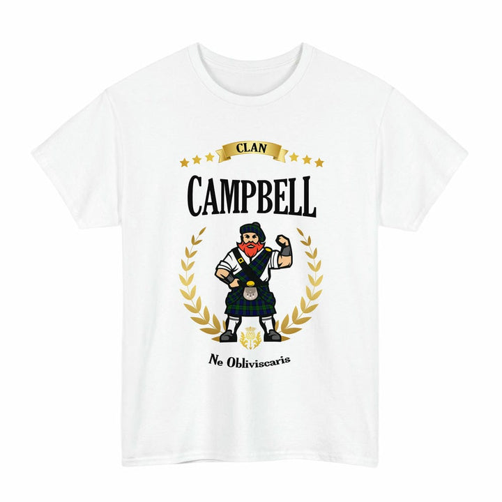Scottish Campbell Clan Tartan T-Shirt - Motto Scotsman Tartan Plaid White Color
