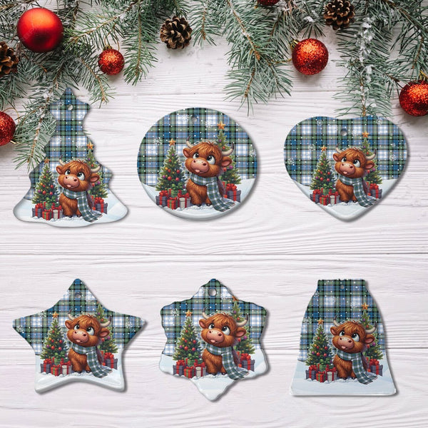 Scottish Campbell Dress Ancient Clan Tartan Ceramic Ornament Cute Highland Cow Christmas All Style Tartan Plaid