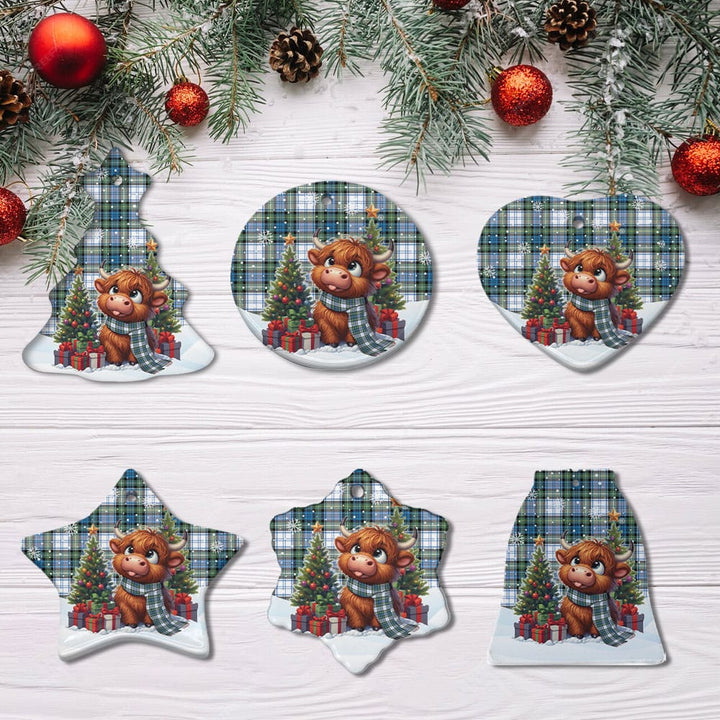 Scottish Campbell Dress Ancient Clan Tartan Ceramic Ornament Cute Highland Cow Christmas All Style Tartan Plaid
