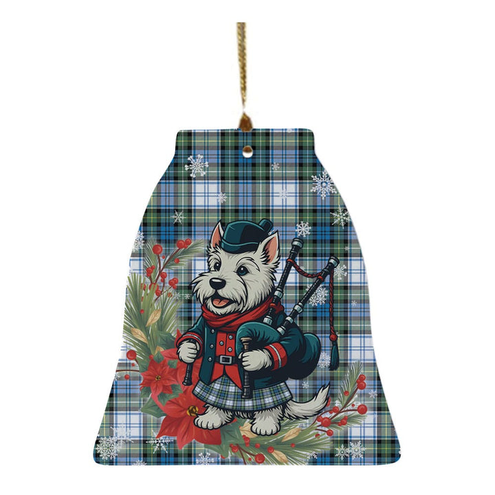 Scottish Campbell Dress Ancient Clan Tartan Ceramic Ornament Cute Scottish Terrier Dog Bell Style Tartan Plaid