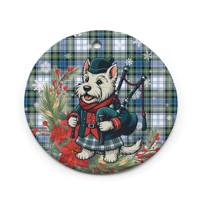 Scottish Campbell Dress Ancient Clan Tartan Ceramic Ornament Cute Scottish Terrier Dog Circle Style Tartan Plaid
