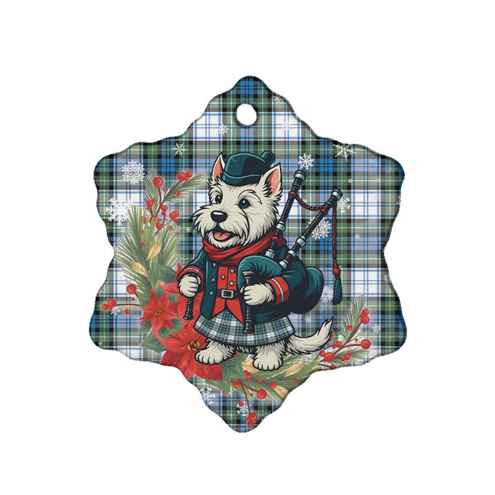 Scottish Campbell Dress Ancient Clan Tartan Ceramic Ornament Cute Scottish Terrier Dog Snow Flake Style Tartan Plaid