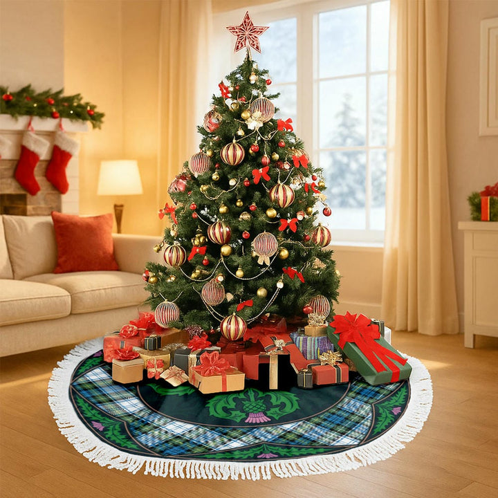 Scottish Campbell Dress Ancient Clan Tartan Christmas Tree Skirt Old Scottish Thistle Flower Tassels Tartan Plaid 3