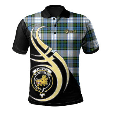 Scottish Campbell Dress Clan Crest Tartan Polo Shirt Believe in Me Front Side Tartan Plaid