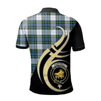 Scottish Campbell Dress Clan Crest Tartan Polo Shirt Believe in Me Back Side Tartan Plaid