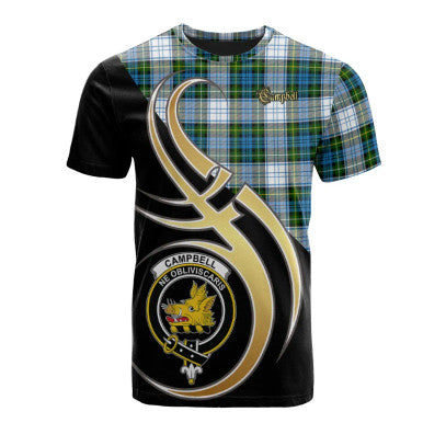 Scottish Campbell Dress Clan Crest Tartan T-Shirt Believe in Me Front Side Tartan Plaid