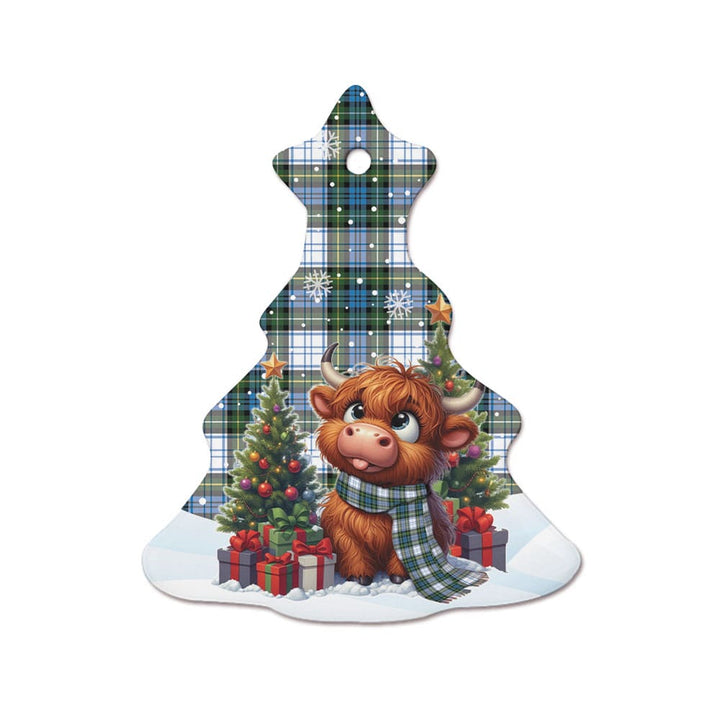 Scottish Campbell Dress Clan Tartan Ceramic Ornament Cute Highland Cow Christmas Tree Style Tartan Plaid