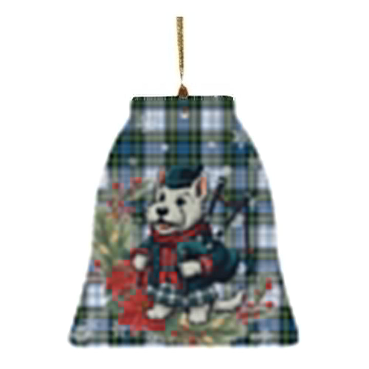 Scottish Campbell Dress Clan Tartan Ceramic Ornament Cute Scottish Terrier Dog Bell Style Tartan Plaid