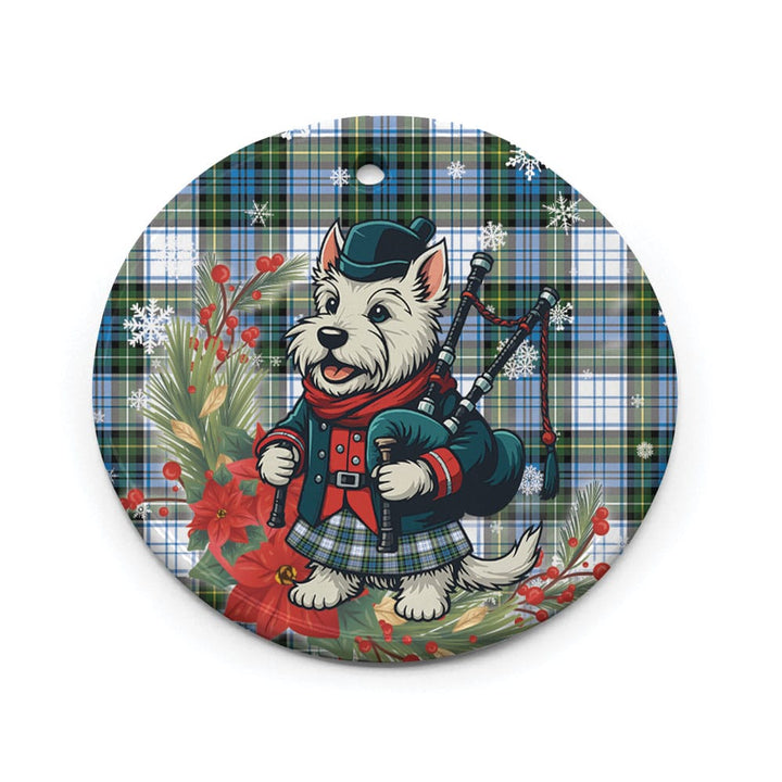 Scottish Campbell Dress Clan Tartan Ceramic Ornament Cute Scottish Terrier Dog Circle Style Tartan Plaid