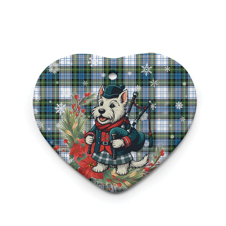 Scottish Campbell Dress Clan Tartan Ceramic Ornament Cute Scottish Terrier Dog Heart Style Tartan Plaid