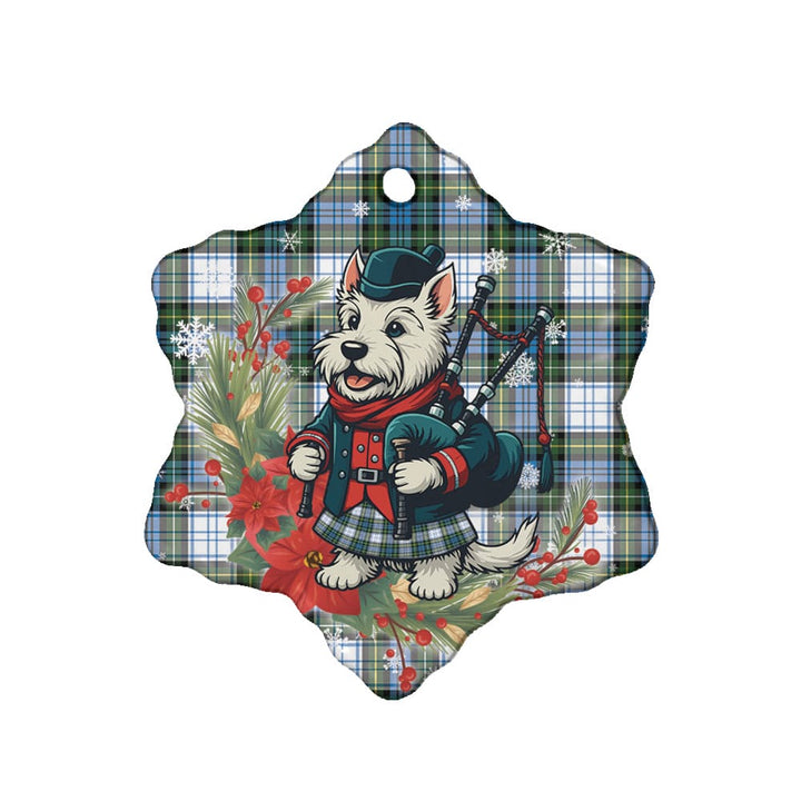 Scottish Campbell Dress Clan Tartan Ceramic Ornament Cute Scottish Terrier Dog Snow Flake Style Tartan Plaid