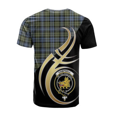 Scottish Campbell Faded Clan Crest Tartan T-Shirt Believe in Me Back Side Tartan Plaid